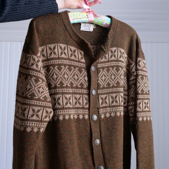 Great 50s/60s Jerrold brown wool cardigan - Picture 10 of 10